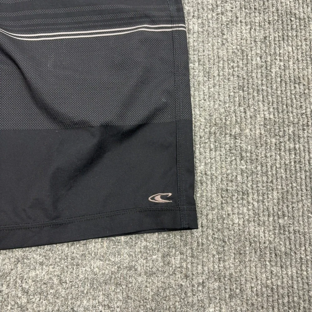 ONeill‎ Shorts Mens 38 Black Polyester Striped Hybrid Boardshorts Surf Casual